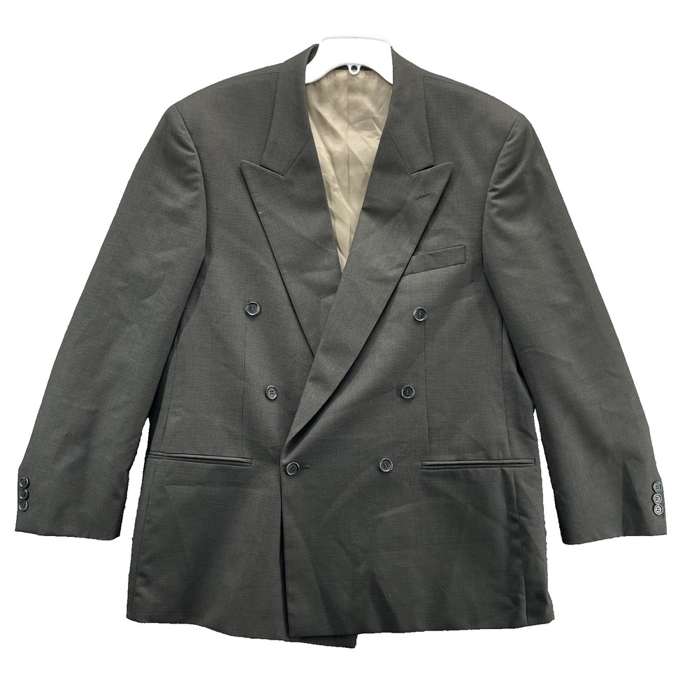 VTG Brandini 100% Wool Blazer Mens 44 R Double Breasted Academia Business Formal